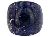Blue lapis lazuli rhodium over silver solitaire ring