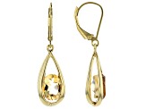 Yellow citrine 18k yellow gold over silver dangle earrings 2.61ctw
