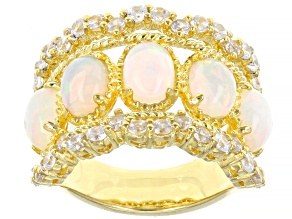 Multicolor Ethiopian Opal 18K Yellow Gold Over Silver Ring 3.49ctw