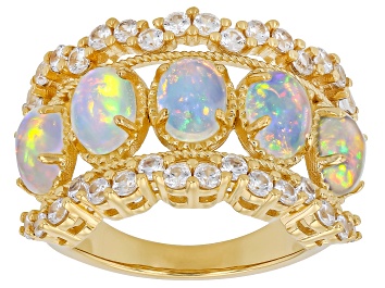 Picture of Multicolor Ethiopian Opal 18K Yellow Gold Over Silver Ring 3.49ctw