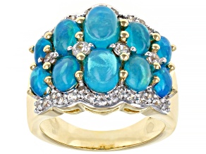 Paraiba Blue Opal 18k Yellow Gold Over Sterling Silver Ring 3.57ctw