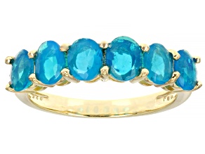 Paraiba Blue Opal 18K Yellow Gold Over Sterling Silver Band Ring 1.03ctw