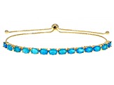 Paraiba Blue Opal 18K Yellow Gold Over Sterling Silver Bolo Bracelet 3.82ctw