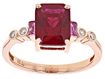 Picture of Red Lab Created Ruby 18k Rose Gold Over Silver Ring 2.25ctw