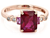 Red Lab Created Ruby 18k Rose Gold Over Silver Ring 2.25ctw