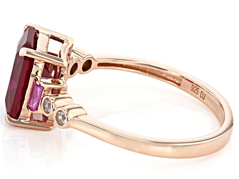 Red Lab Created Ruby 18k Rose Gold Over Silver Ring 2.25ctw
