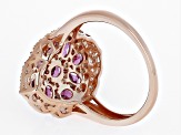 Raspberry Rhodolite 18K Rose Gold Over Sterling Silver Ring 2.07ctw