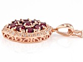 Raspberry Rhodolite 18K Rose Gold Over Sterling Silver Pendant With Chain 2.07ctw