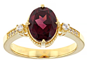 Picture of Raspberry Rhodolite With White Zircon 18K Yellow Gold Over Sterling Silver Ring 2.00ctw