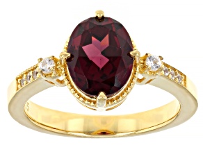 Magenta Rhodolite With White Zircon 18K Yellow Gold Over Sterling Silver Ring 2.00ctw