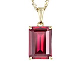 Red Lab Created Ruby 18k Yellow Gold Over Sterling Silver Ring, Pendant Earrings