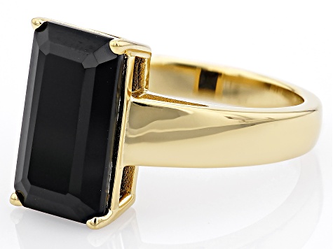 Black Spinel 18k Yellow Gold Over Sterling Silver Ring 5.00ct