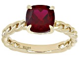 Red Lab Created Ruby 18k Yellow Gold Over Sterling Silver Ring 2.07ct