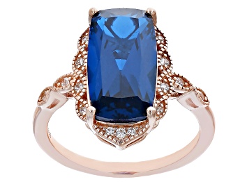 Picture of Blue Lab Created Spinel 18k Rose Gold Over Sterling Silver Ring 6.30ctw