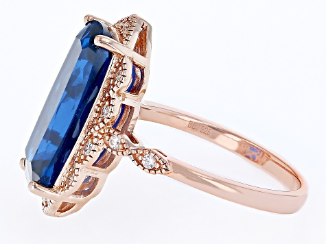 Blue Lab Created Spinel 18k Rose Gold Over Sterling Silver Ring 6.30ctw