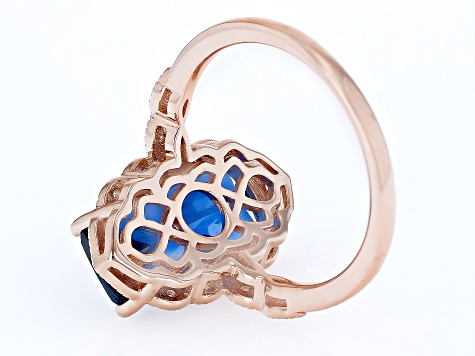 Blue Lab Created Spinel 18k Rose Gold Over Sterling Silver Ring 6.30ctw