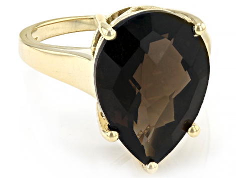 Brown Smoky Quartz 18k Yellow Gold Over Sterling Silver Ring 9.00ct