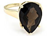 Brown Smoky Quartz 18k Yellow Gold Over Sterling Silver Ring 9.00ct