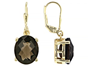 Brown Smoky Quartz 18k Yellow Gold Over Sterling Silver Earrings 8.30ctw