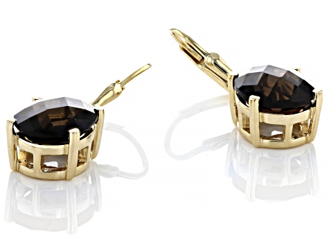 Brown Smoky Quartz 18k Yellow Gold Over Sterling Silver Earrings 8.30ctw