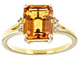 Madeira Citrine 18k Yellow Gold Over Sterling Silver Ring 3.11ctw