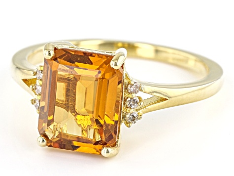 Madeira Citrine 18k Yellow Gold Over Sterling Silver Ring 3.11ctw