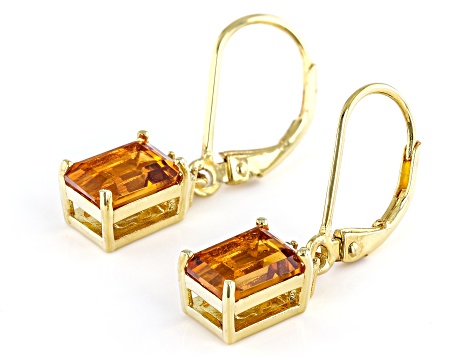 Madeira Citrine 18k Yellow Gold Over Sterling Silver Earrings 2.60ctw