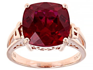 Picture of Lab Created Ruby 18K Rose Gold Over Silver Solitaire Ring 6.80ct