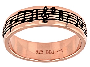 18k Rose Gold Over Sterling Silver Music Note Ring