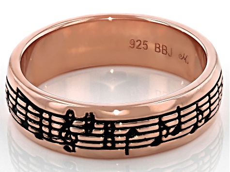 18k Rose Gold Over Sterling Silver Music Note Ring