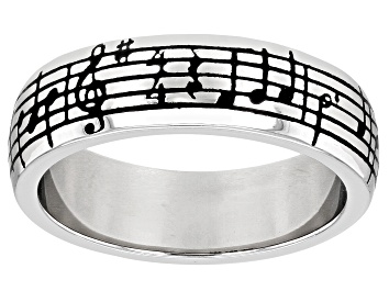 Picture of Sterling Silver Music Note Unisex Band Ring