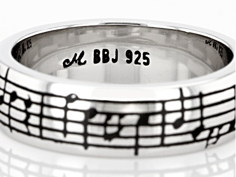 Sterling Silver Music Note Unisex Band Ring
