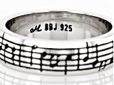 Sterling Silver Music Note Unisex Band Ring