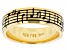 18k Yellow Gold Over Sterling Silver Music Note Unisex Ring