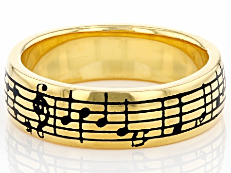 18k Yellow Gold Over Sterling Silver Music Note Unisex Ring