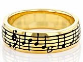 18k Yellow Gold Over Sterling Silver Music Note Unisex Ring