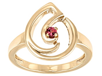 Picture of Pink Color Shift Garnet 18k Yellow Gold Over Sterling Silver Music Note Ring