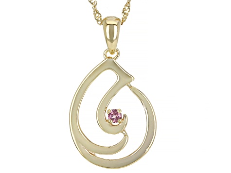 Pink Color Shift Garnet 18k Yellow Gold Over Sterling Silver Music Note Pendant With Chain 0.13ct