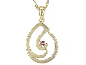 Pink Color Shift Garnet 18k Yellow Gold Over Sterling Silver Music Note Pendant With Chain 0.13ct