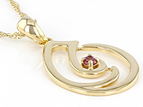 Pink Color Shift Garnet 18k Yellow Gold Over Sterling Silver Music Note Pendant With Chain 0.13ct