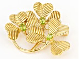 Green Peridot 18k Yellow Gold Over Sterling Silver Shamrock Brooch 0.61ctw