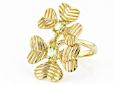 Green Peridot 18k Yellow Gold Over Sterling Silver Shamrock Ring 0.41ctw