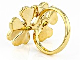 Green Peridot 18k Yellow Gold Over Sterling Silver Shamrock Ring 0.41ctw