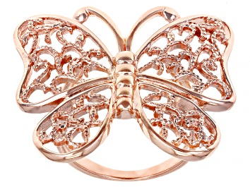 Picture of 18k Rose Gold Over Sterling Silver Butterfly Ring