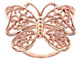 18k Rose Gold Over Sterling Silver Butterfly Ring