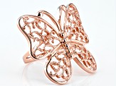 18k Rose Gold Over Sterling Silver Butterfly Ring