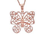 18k Rose Gold Over Sterling Silver Butterfly Enhancer Pendant With Chain