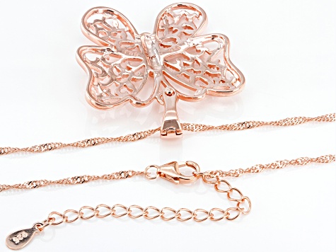 18k Rose Gold Over Sterling Silver Butterfly Enhancer Pendant With Chain