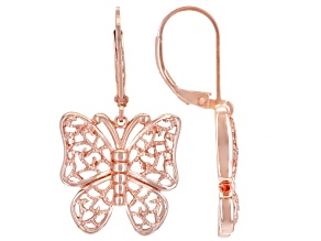 18k Rose Gold Over Sterling Silver Butterfly Earrings