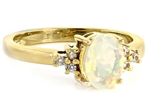 Multi-Color Ethiopian Opal 18k Yellow Gold Over Sterling Silver Ring 0.82ctw